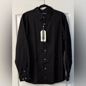 James Tailor Men's Black Dress Shirt with Stretch Fabric